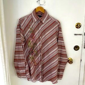7 Diamonds Long sleeve burgundy/stripes shirt